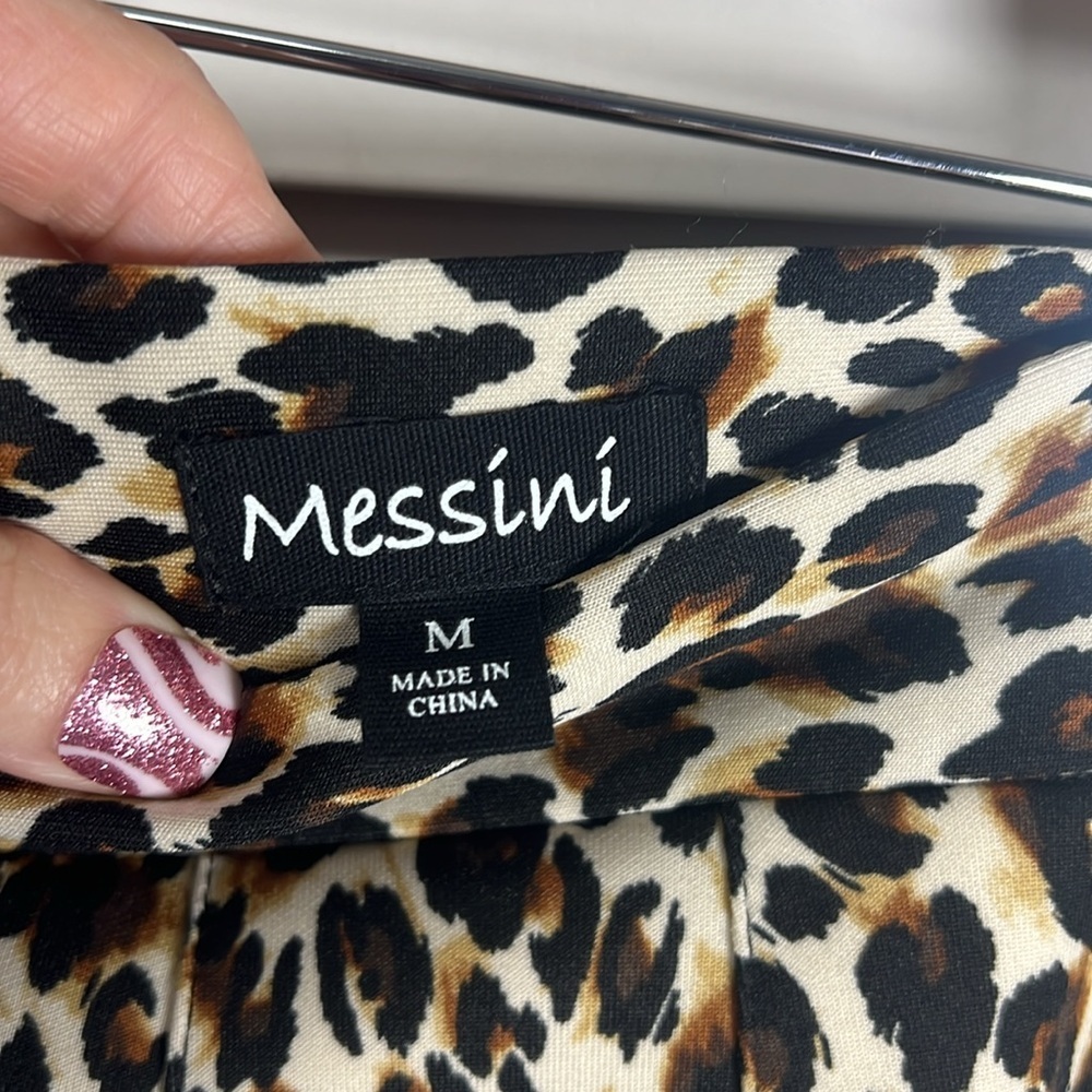 Messini Leopard Print Pleated Stretch A-Line Skir… - image 3
